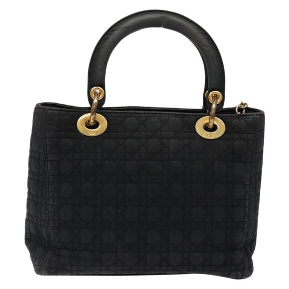 DIOR Canage Lady DIOR Hand Bag Nylon Black Gold - Picture 3 of 12
